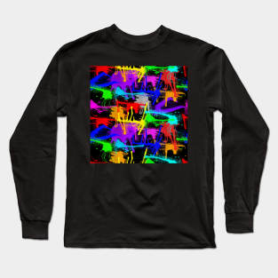 Watercolor splatter effect, neon colors Long Sleeve T-Shirt